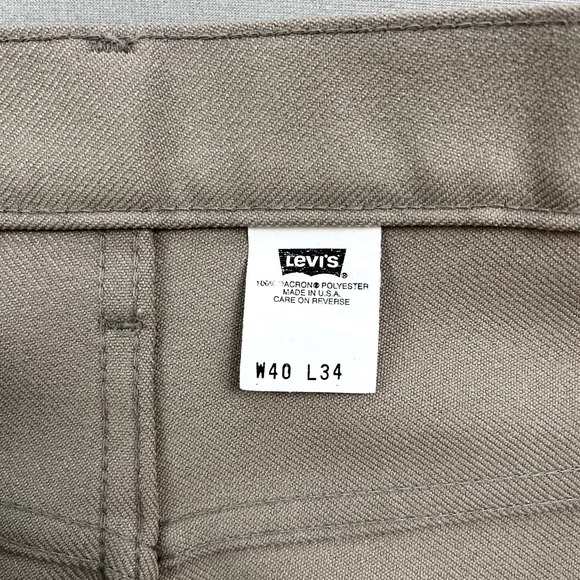 Vintage Levis Sta-Prest Pants Mens 40x34 Tan Straight Leg Dress Slacks Made USA - Picture 7 of 14